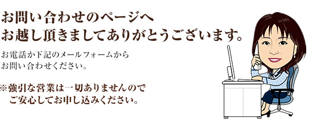 お問い合わせページへお越し頂きましてありがとうございます。